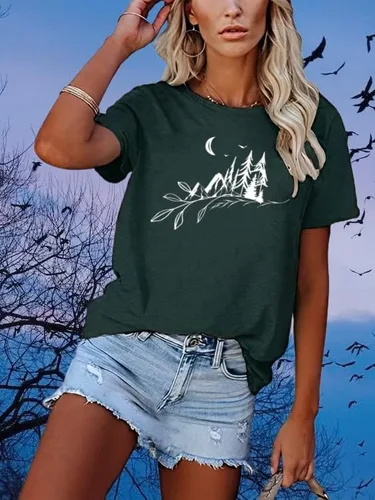 Vista 4 de Camisetas sin mangas de senderismo y montaña para mujer, divertidas camisetas de entrenamiento con gráficos de pino y amanecer, camisetas de verano
