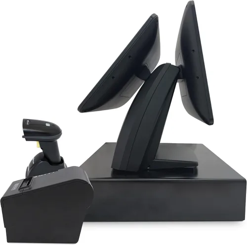 Vista 2 de Caja registradora profesional SmartPOS-129 todo en uno para pequeñas empresas, el paquete POS incluye: monitor de pantalla táctil de cajero