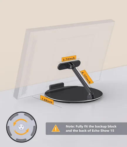 Vista 3 de Soporte giratorio e inclinable compatible con Echo Show 15/21