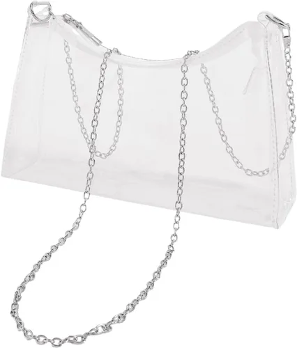 Vista 3 de OYOANGLE Bolso cruzado transparente para mujer, bolsa transparente aprobada para estadios