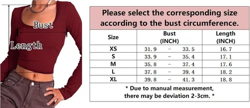 Vista 3 de iGENJUN Camiseta corta básica para mujer, cuello cuadrado, manga larga, acanalada, ajustada, informal, para otoño, ropa de moda 2023