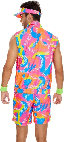 Vista 2 de 5 Pieces 80s Workout Costume for Men Halloween Cosplay 80s 90s Workout Outfit Party Clothing for Adult Mens