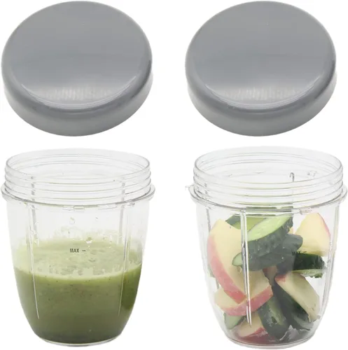 Vista 7 de Vasos de licuadora y tapas planas, piezas de repuesto compatibles con Nutribullet Cups Blender Juicer 600W, 900W, vaso de 18 onzas, tapas 1 paquete
