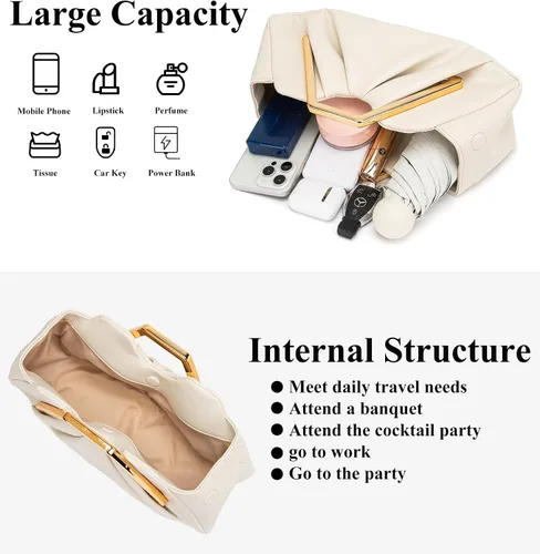 Vista 5 de myfriday Elegante bolso de mano fruncido para mujer, bolso de noche suave para boda, fiesta de graduación, eventos formales