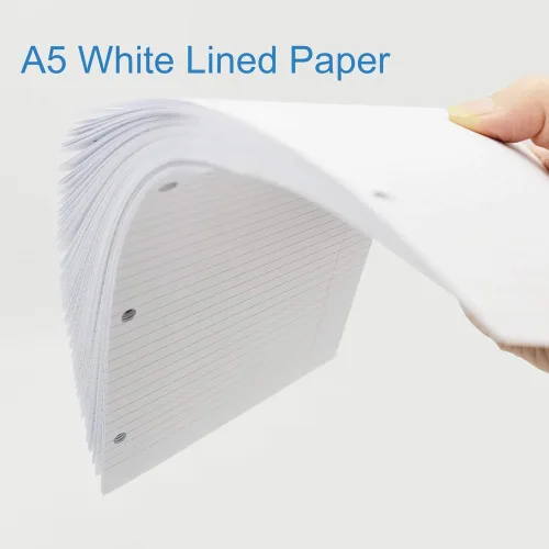 Vista 3 de Papel de relleno A5, repuestos para planificador de 3 agujeros, organizador, papel de carpeta de hojas sueltas, 100 hojas/200 páginas, rayado