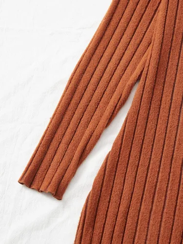 Vista 4 de SHENHE Vestido corto ajustado de manga larga con cuello redondo y manga larga para mujer