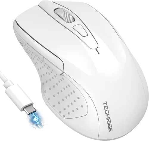 Vista 11 de TechRise Ratón Bluetooth (BT5.0/3.0 y 2.4G) Ratón inalámbrico recargable, seguimiento óptico de 4800 DPI, 6 DPI ajustables, 2.4GHz con receptor USB