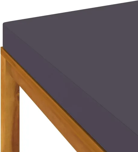 Vista 6 de Sofá de salón seccional con cojín gris oscuro, madera de acacia maciza para sala de estar, apartamento, dormitorio y oficina