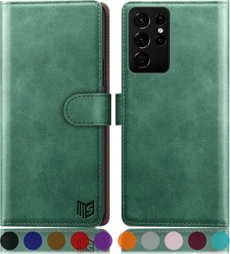 Vista 13 de SUANPOT Para Samsung S21 Ultra 6.8 "RFID Bloqueo Funda De Cuero Billetera, Folio Con Tirón, Titular De La Tarjeta, Cubierta A Prueba De Golpes