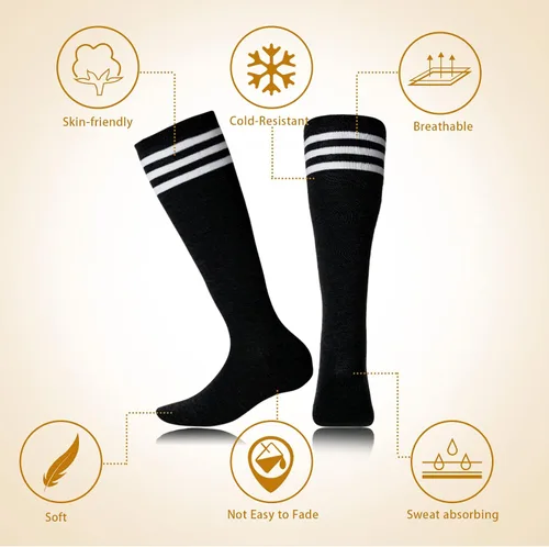 Vista 4 de SATINIOR 6 pares de calcetines de fútbol hasta la rodilla para jóvenes, tubo a rayas, calcetines largos de fútbol para niños, niñas, mujeres