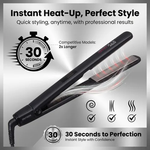 Vista 3 de IZUTECH KTX Slim450 Titanium - Plancha plana profesional de 1 pulgada con calor ajustable a 450 grados de doble voltaje apagado automático