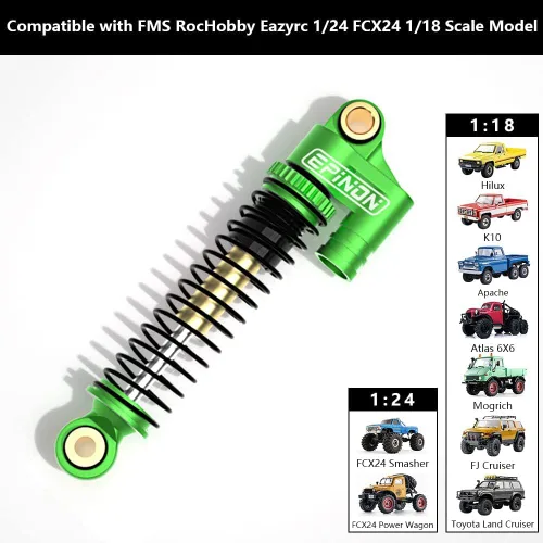 Vista 2 de Amortiguadores delanteros y traseros totalmente de aluminio para FMS RocHobby eazyrc 1/24 FCX24 1/18 Land Cruiser/Hilux/FJ