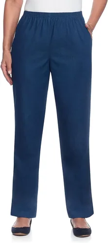 Vista 6 de Alfred Dunner Pantalones de poliéster con cintura elástica en todo el contorno talla petite - Estilo sin cremallera Negro