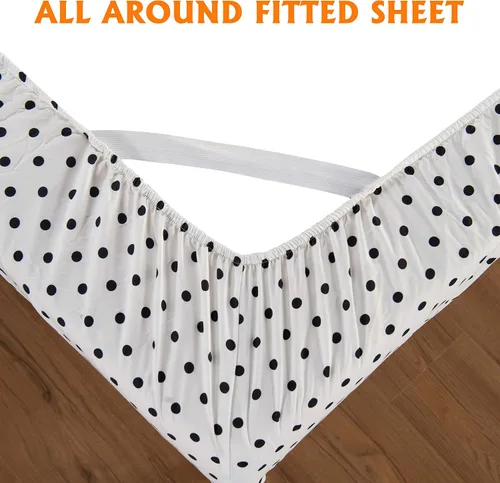 Vista 5 de Elegant Comfort Sábanas suaves de lujo con patrón de lunares, 1500 hilos, microfibra de alta calidad, suave, resistente a las arrugas y a