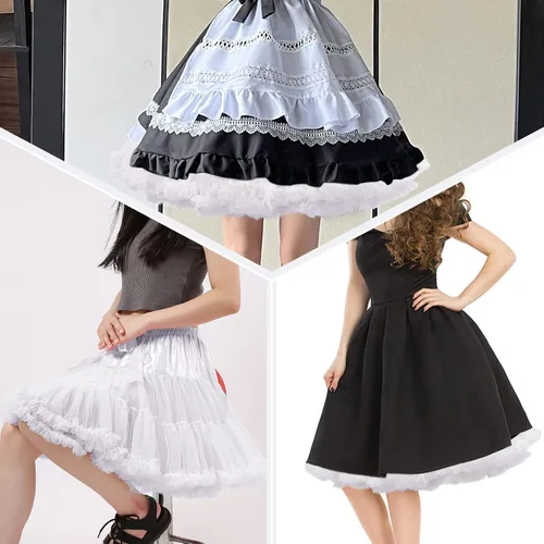 Vista 5 de Mayper Enagua de tutú para mujer, capas esponjosas, por encima de la rodilla, cintura elástica, medio deslizante, crinolina, falda inferior