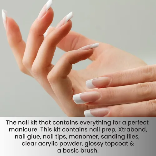 Vista 6 de Kit acrílico de uñas Mia Secret: 1/2 oz monómero líquido, 1/2 oz acrílico transparente en polvo, pegamento de uñas secado rápido, 1/2 oz esmalte