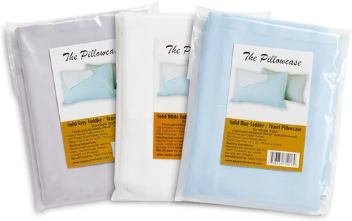 Vista 3 de 1 funda de almohada de viaje azul para niños pequeños, 100% algodón, funda de almohada de 400 hilos, se adapta tanto a almohadas de 13 x 18 pulgadas