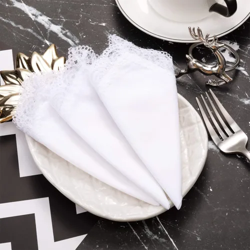 Vista 5 de Pañuelo de 24 piezas para mujer con encaje blanco puro con borde de encaje para mujer (estilo A), Estilo a