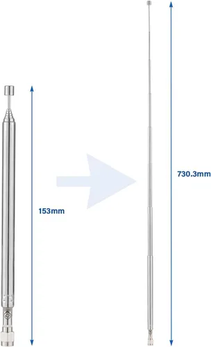 Vista 6 de Antena telescópica de 8 secciones SMA Conector macho Antena de repuesto de radio 28.9 in/28.9IN para TV AM FM Radio Receptor estéreo
