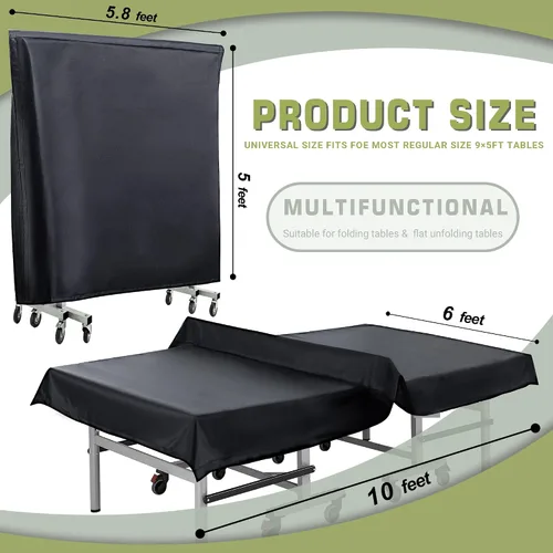 Vista 2 de Golkcurx Cubierta de mesa de ping pong, cubierta de tenis de mesa, impermeable, resistente al sol, para interiores y exteriores, se adapta a mesas