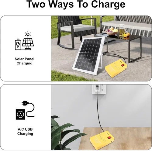 Vista 5 de Luocute Solar Panel Generator Kit, Solar Power Station with 3 LED Bulbs USB Charging Cable 6000mAh Battery for Home Camping Outdoor