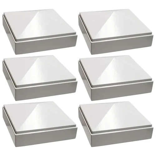 Vista 18 de Tapa de poste piramidal de aluminio de 2 x 2 pulgadas para postes de metal, ajuste a presión, color blanco con recubrimiento en polvo, resistente al