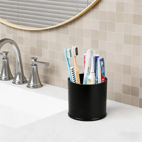 Vista 7 de Yieach Rotating Acrylic Makeup Brush Holder for Vanity,Bathroom Countertop,Round Makeup Brushes Organizer,Spinning Cosmetic Brushes Holder,Make up