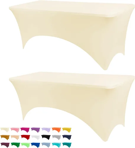 Vista 43 de BDDC - Funda de mesa ajustada de 4 pies, manteles de elastano negros, manteles elásticos lavables y resistentes a las arrugas para eventos, bodas