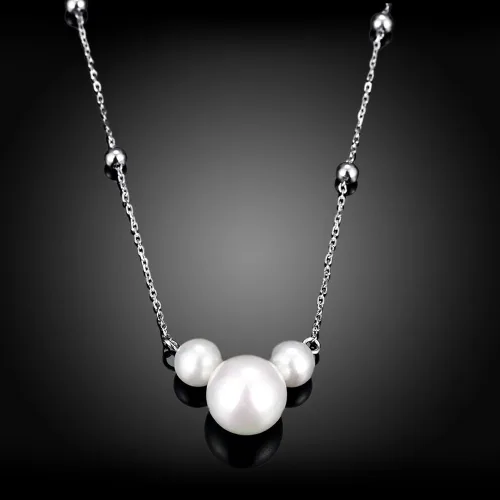 Vista 6 de Collar de perlas, collar de orejas de ratón para mujer, collar de cadena con colgante de plata de ley 925, collar de perlas cultivadas de agua dulce