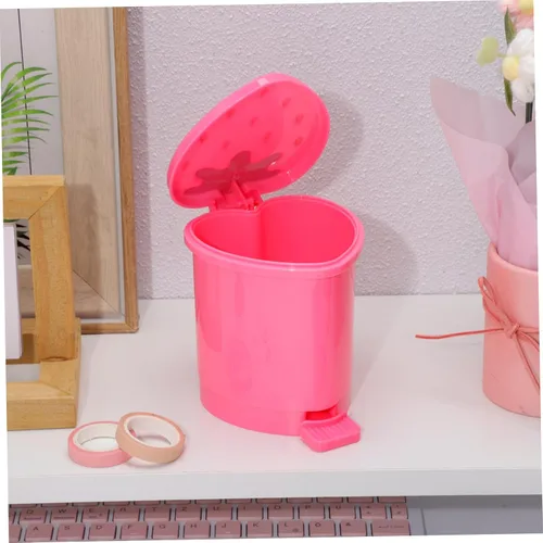 Vista 7 de NUOBESTY Mini papelera de escritorio pequeña con tapa pequeña