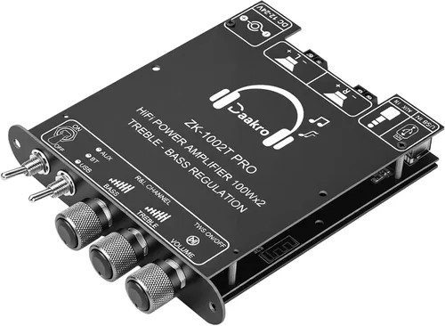 Vista 10 de Daakro 2 placas amplificadoras Bluetooth ZK-1001B, placa amplificador de canal mono de 100 W con función de emparejamiento TWS, CC 7-24 V, entrada