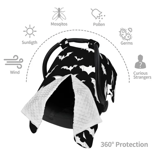Vista 6 de Funda de asiento de coche de murciélago de Halloween, cubierta de asiento de coche de moda para invierno, cubierta de enfermería, regalo de ducha