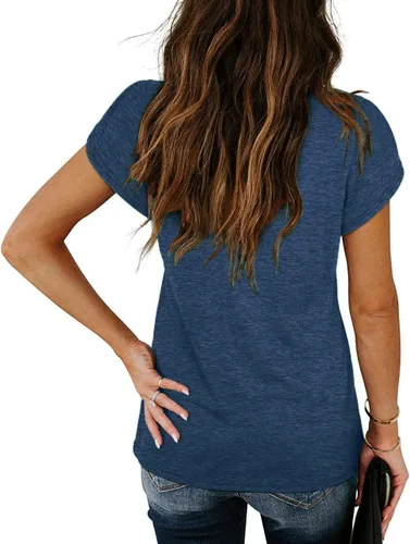 Vista 3 de Blusa holgada de manga larga abombada con cuello en V y encaje para mujer