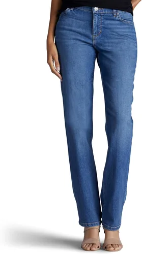 Vista 4 de Lee - Pantalones jeans para mujer petite, ajuste relajado, rectos azul auténtico