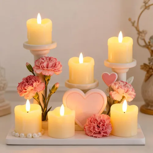 Vista 4 de Lezonic - Velas votivas sin llama operadas por batería con control remoto y temporizador, paquete de 6 (D:2" X H:2") velas LED de cera fluctuante