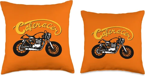 Vista 3 de American Cafe Racer Motorcycle Apparel and Merch Cafe Racer Biker Men Women Adult Teens Boys Girls Kids Youth Throw Pillow, 16x16, Multicolor