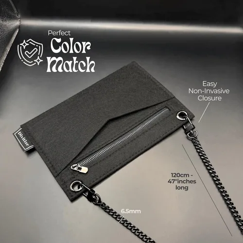 Vista 13 de Conversion Kit compatible with Monogram Clutch, Insert with 120cm - 47" inches Premium Gold Chain, Wristlet Insert Wallet on Chain (Lime)