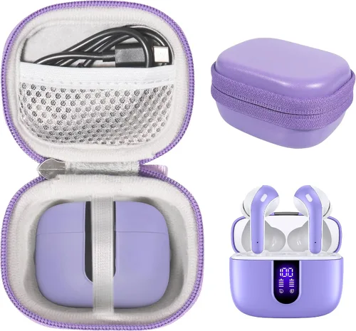 Vista 7 de Funda para auriculares Bluetooth TAGRY X08, auriculares inalámbricos verdaderos 60H, bolsillo de malla para cable de carga (Negro)