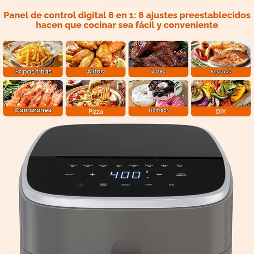 Vista 5 de Freidora de aire de 4 cuartos de galón, freidora de aire compacta con luz interior y ventana de fácil visión, 8 ajustes preestablecidos de cocción
