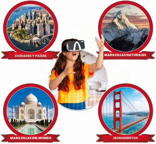 Vista 6 de Abacus Brands Caja de regalo del Atlas Mundial de Realidad Virtual - Atlas VR interactivo ilustrado y juego de actividades de aprendizaje STEM