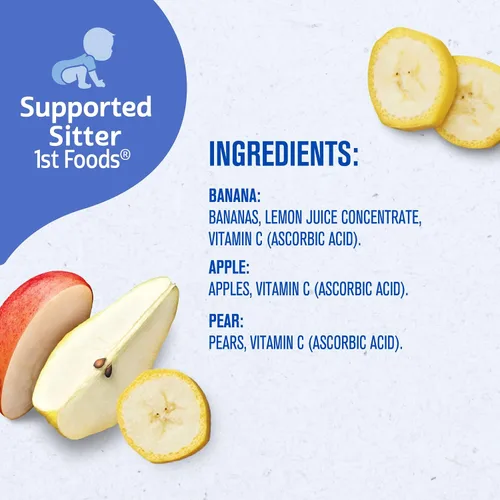 Vista 8 de Gerber Mi primer kit de frutas, puré de plátano, pera y manzana, tarros de 2 onzas, paquete de 2 (set de 6)