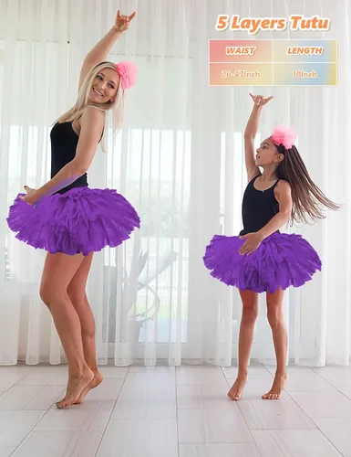 Vista 2 de Tutús para mujeres, faldas de tul tutú para adultos, disfraces para mujeres, 5 capas, faldas tutú para niñas, adolescentes, Halloween, ballet