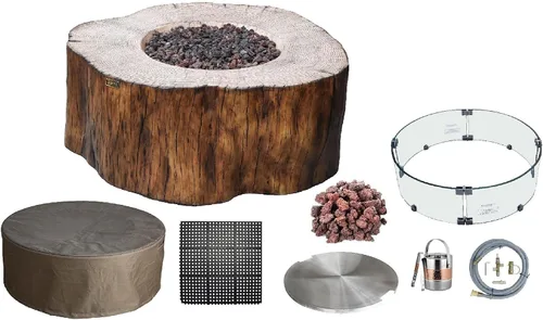 Vista 28 de Elementi+ Mesa de Fuego de Gas Colorado de Hormigón Fundido de 56" Rectangular, Hoguera al Aire Libre con Ignición Electrónica Incluye Cubierta