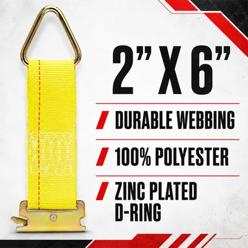 Vista 5 de Boxer Tool - Paquete de 10 correas de cuerda E-Track de 2 x 6 pulgadas, accesorios de amarre de carga con accesorios de resorte E-Track