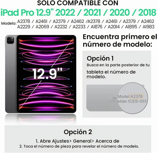 Vista 2 de SEYMAC Funda para iPad Pro 12.9 2022/2021/2020/2018, resistente protección a prueba de golpes con protector de pantalla, soporte giratorio de 360°