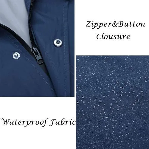 Vista 6 de COOFANDY Chaqueta impermeable para hombre con capucha impermeable ligera activa larga