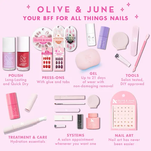 Vista 9 de Olive & June Esmalte de uñas de verano de secado rápido Secado rápido instantáneo a prueba de manchas 15 libre de veganos sin crueldad Dura