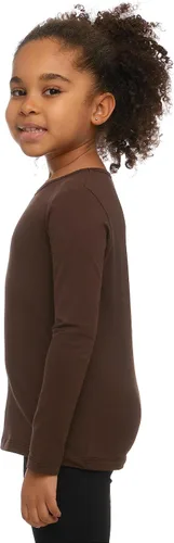 Vista 2 de Lovetti Camisas básicas de manga larga para niñas, de algodón turco, cuello redondo, ropa de moda