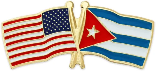 Vista 61 de PinMart Pin de solapa esmaltado con bandera de la amistad cruzada de Estados Unidos y el mundo
