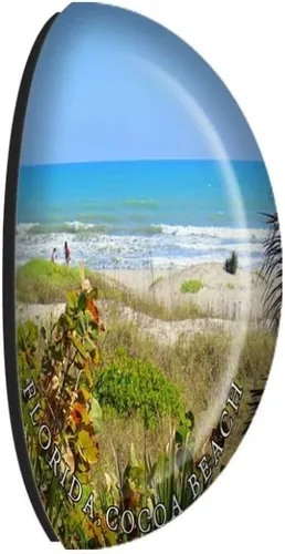 Vista 2 de Imanes de cristal para nevera, Cocoa Beach, Florida, recuerdo de viaje, divertido adhesivo para regalo, decoración del hogar, oficina, pizarra blanca